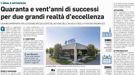 Il "Corriere della Sera" parla dell’anniversario di ACTUATECH